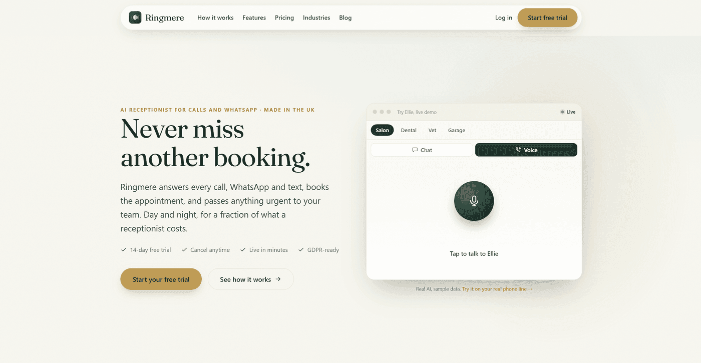 Ringmere.com screenshot